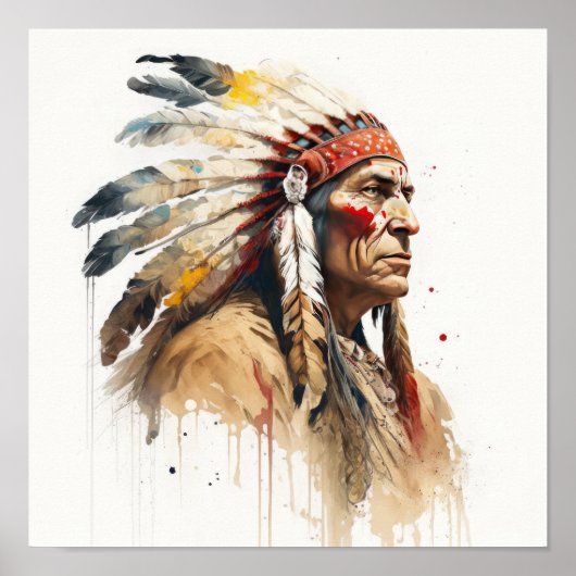 Native American Chief Art Print Poster (Voorkant)