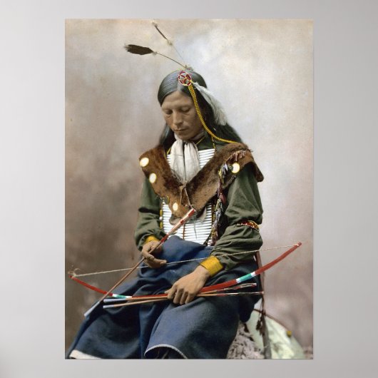 Native American Chief Bone Ketting Oglala Poster (Voorkant)