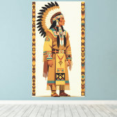 Native American Chief Canvas Afdruk (Insitu (Houten vloer))