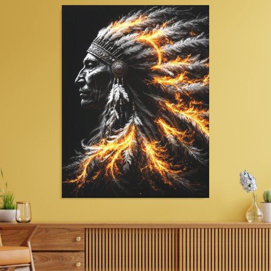 Native American Chief Canvas Afdruk (Insitu (Woonkamer))