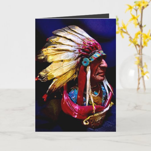  Native american Chief Folded Greeting Card Kaart (Gele Bloem)