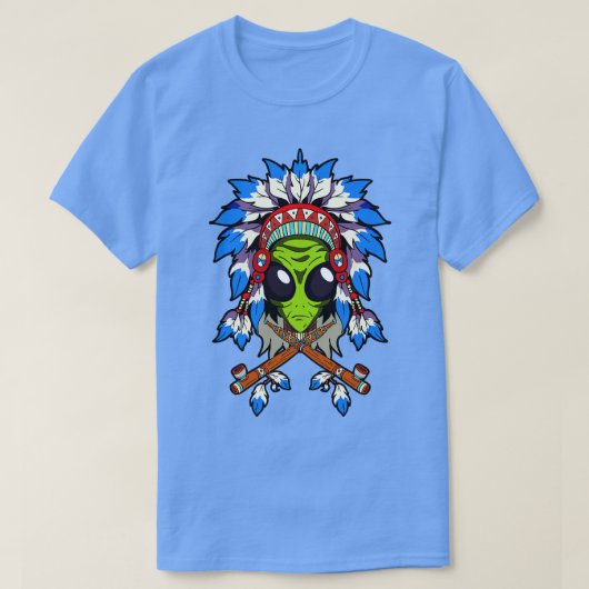 Native American Chief Indian Hoofdtooi Ruimte T-shirt (Design voorkant)