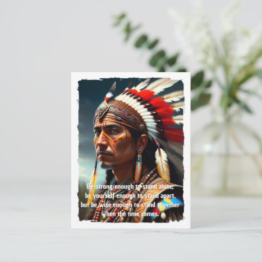 Native American Chief met Quote Briefkaart (Staand voorkant)