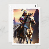 Native American Chief on Horseback Briefkaart (Voorkant / Achterkant)