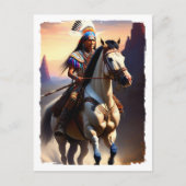 Native American Chief on Horseback Briefkaart (Voorkant)