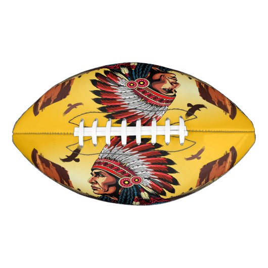 Native American Chief op wilde landschap zonsonder American Football (Voorkant)