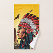 Native American Chief op wilde landschap zonsonder Bad Handdoek (Handdoek)