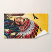 Native American Chief op wilde landschap zonsonder Bad Handdoek (Handdoek)