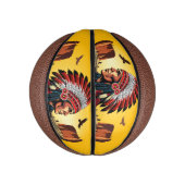 Native American Chief op wilde landschap zonsonder Basketbal (Verticaal)