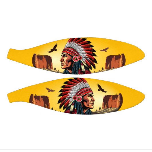 Native American Chief op wilde landschap zonsonder Basketbal (Panelen)