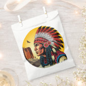 Native American Chief op wilde landschap zonsonder Bedankzakje (Geknipt)