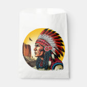 Native American Chief op wilde landschap zonsonder Bedankzakje (Voorkant)