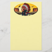 Native American Chief op wilde landschap zonsonder Briefpapier (Voorkant)