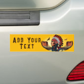 Native American Chief op wilde landschap zonsonder Bumpersticker (Op auto)