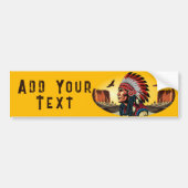 Native American Chief op wilde landschap zonsonder Bumpersticker (Voorkant)