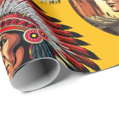 Native American Chief op wilde landschap zonsonder Cadeaupapier (Rol Hoek)