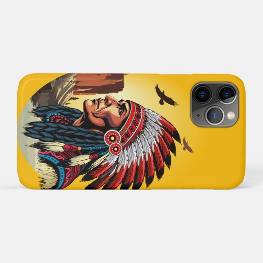 Native American Chief op wilde landschap zonsonder Case-Mate iPhone Case (Achterkant (horizontaal))