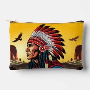 Native American Chief op wilde landschap zonsonder Etui