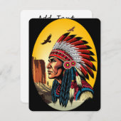 Native American Chief op wilde landschap zonsonder Feestdagenkaart (Voorkant / Achterkant)