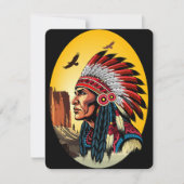 Native American Chief op wilde landschap zonsonder Feestdagenkaart (Voorkant)