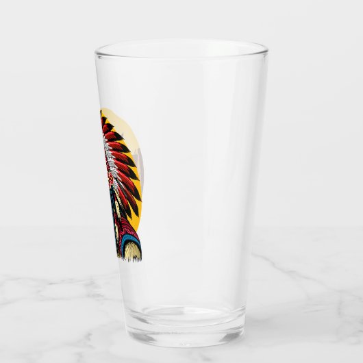 Native American Chief op wilde landschap zonsonder Glas (Links)