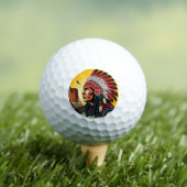 Native American Chief op wilde landschap zonsonder Golfballen (Insitu Shirt)