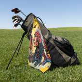 Native American Chief op wilde landschap zonsonder Golfhanddoek (Groen)