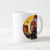 Native American Chief op wilde landschap zonsonder Grote Koffiekop (Voorkant rechts)