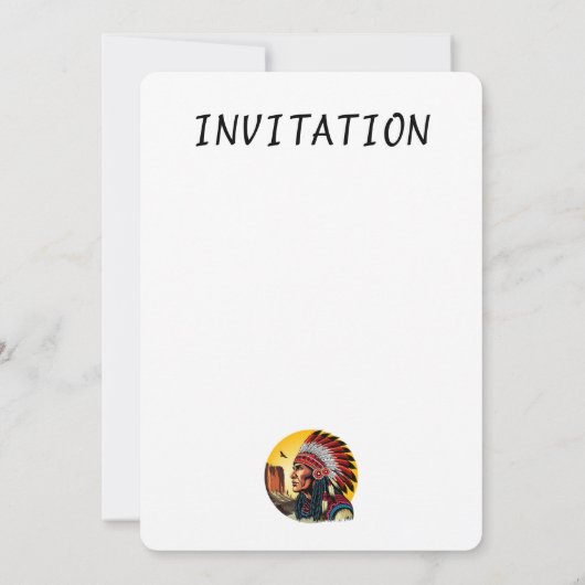 Native American Chief op wilde landschap zonsonder Kaart (Achterkant)