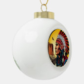 Native American Chief op wilde landschap zonsonder Keramische Bal Ornament (Links)