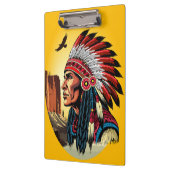 Native American Chief op wilde landschap zonsonder Klembord (Links)