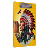 Native American Chief op wilde landschap zonsonder Klembord (Rechts)