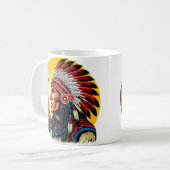 Native American Chief op wilde landschap zonsonder Koffiemok (Voorkant links)