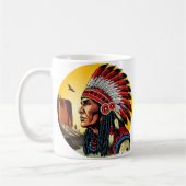 Native American Chief op wilde landschap zonsonder Koffiemok (Links)