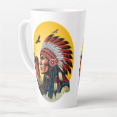 Native American Chief op wilde landschap zonsonder Latte Mok (Linkerhoek)