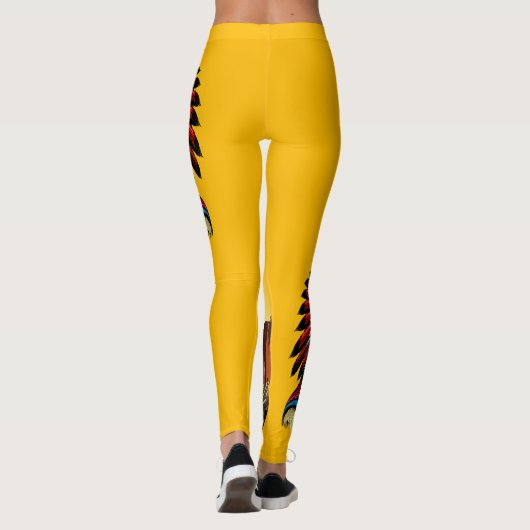 Native American Chief op wilde landschap zonsonder Leggings (Achterkant)