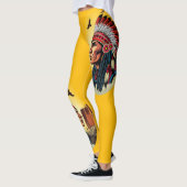 Native American Chief op wilde landschap zonsonder Leggings (Links)