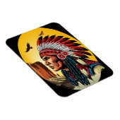 Native American Chief op wilde landschap zonsonder Magneet (Rechterzijde)