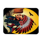 Native American Chief op wilde landschap zonsonder Magneet (Horizontaal)