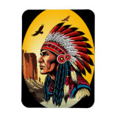 Native American Chief op wilde landschap zonsonder Magneet (Verticaal)