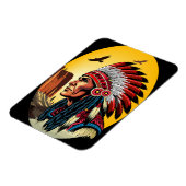 Native American Chief op wilde landschap zonsonder Magneet (Linkerzijde)
