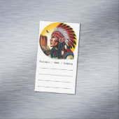 Native American Chief op wilde landschap zonsonder Magnetisch Visitekaartje (Voorbeeld)