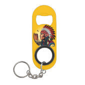 Native American Chief op wilde landschap zonsonder Mini Flessenopener (Voorkant)