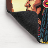 Native American Chief op wilde landschap zonsonder Muismat (Hoek)