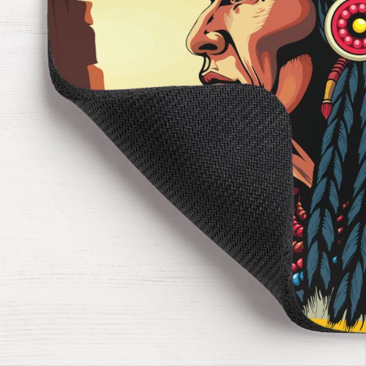 Native American Chief op wilde landschap zonsonder Muismat (Hoek)