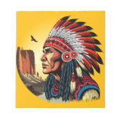Native American Chief op wilde landschap zonsonder Notitieblok (Voorkant)