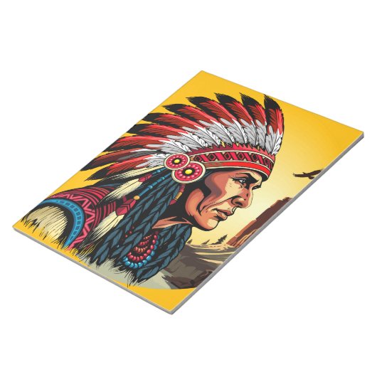 Native American Chief op wilde landschap zonsonder Notitieblok (Schuin)