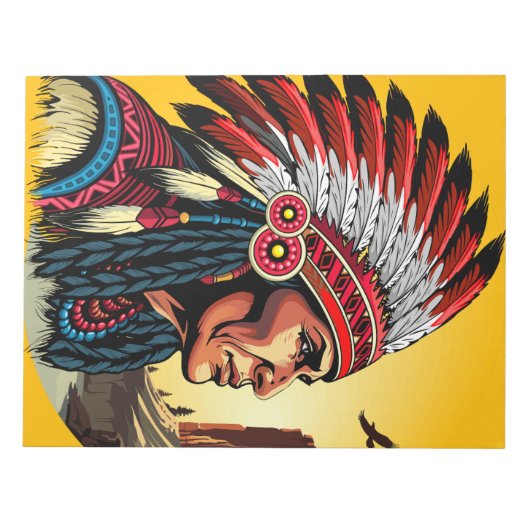 Native American Chief op wilde landschap zonsonder Notitieblok (Voorkant)