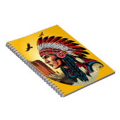 Native American Chief op wilde landschap zonsonder Notitieboek (Rechterzijde)