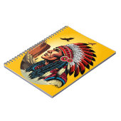 Native American Chief op wilde landschap zonsonder Notitieboek (Linkerzijde)